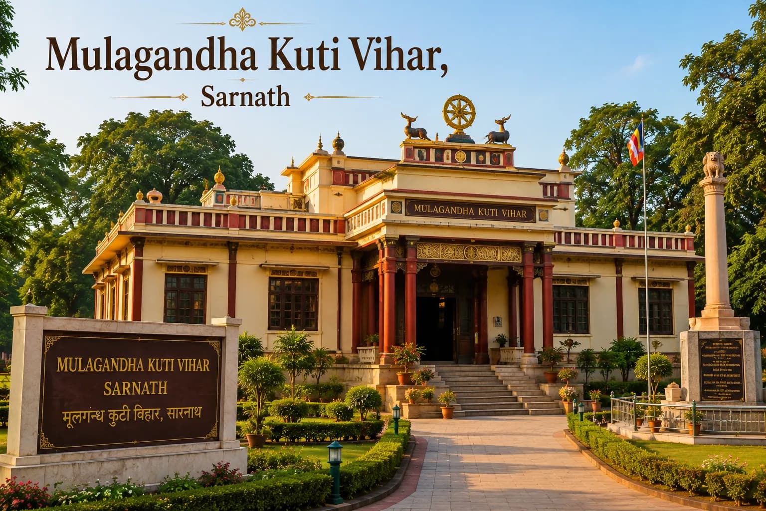 Mulagandha Kuti Vihar Sarnath - The turreted Buddhist temple at Sarnath