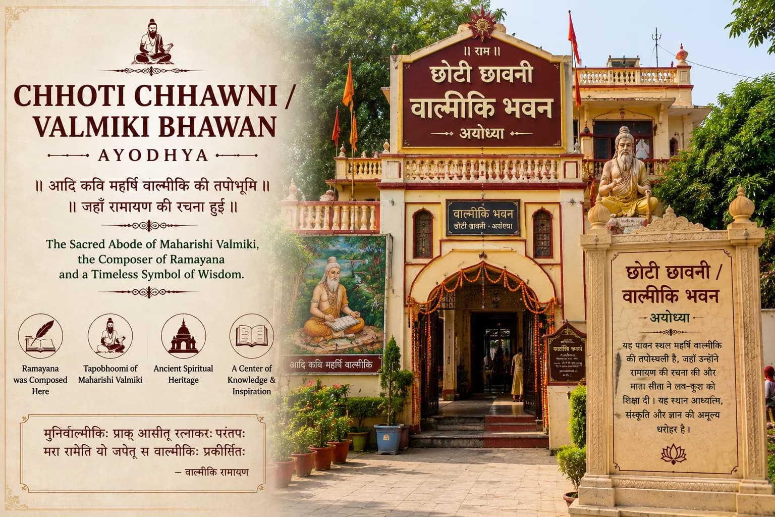 Chhoti Chhawni Ayodhya - The white marble hall of Valmiki Bhawan with the engraved Ramayana on its walls