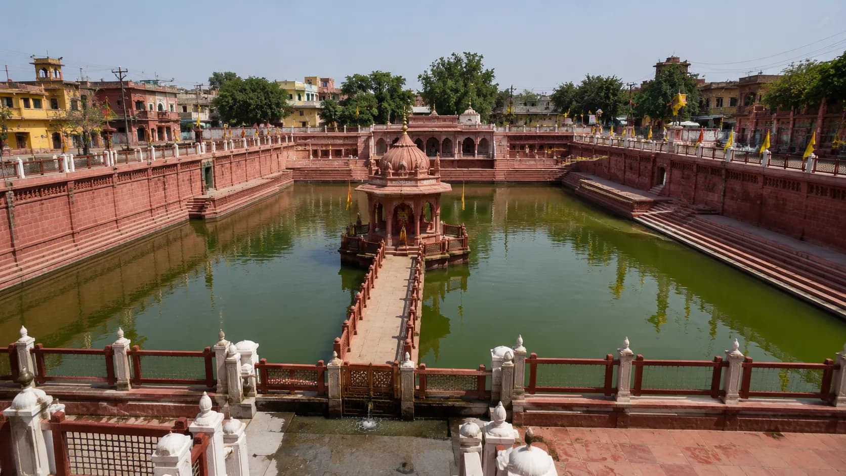 Surajkund Ayodhya - The Surya Kund tank with its ghats and the Surya temple