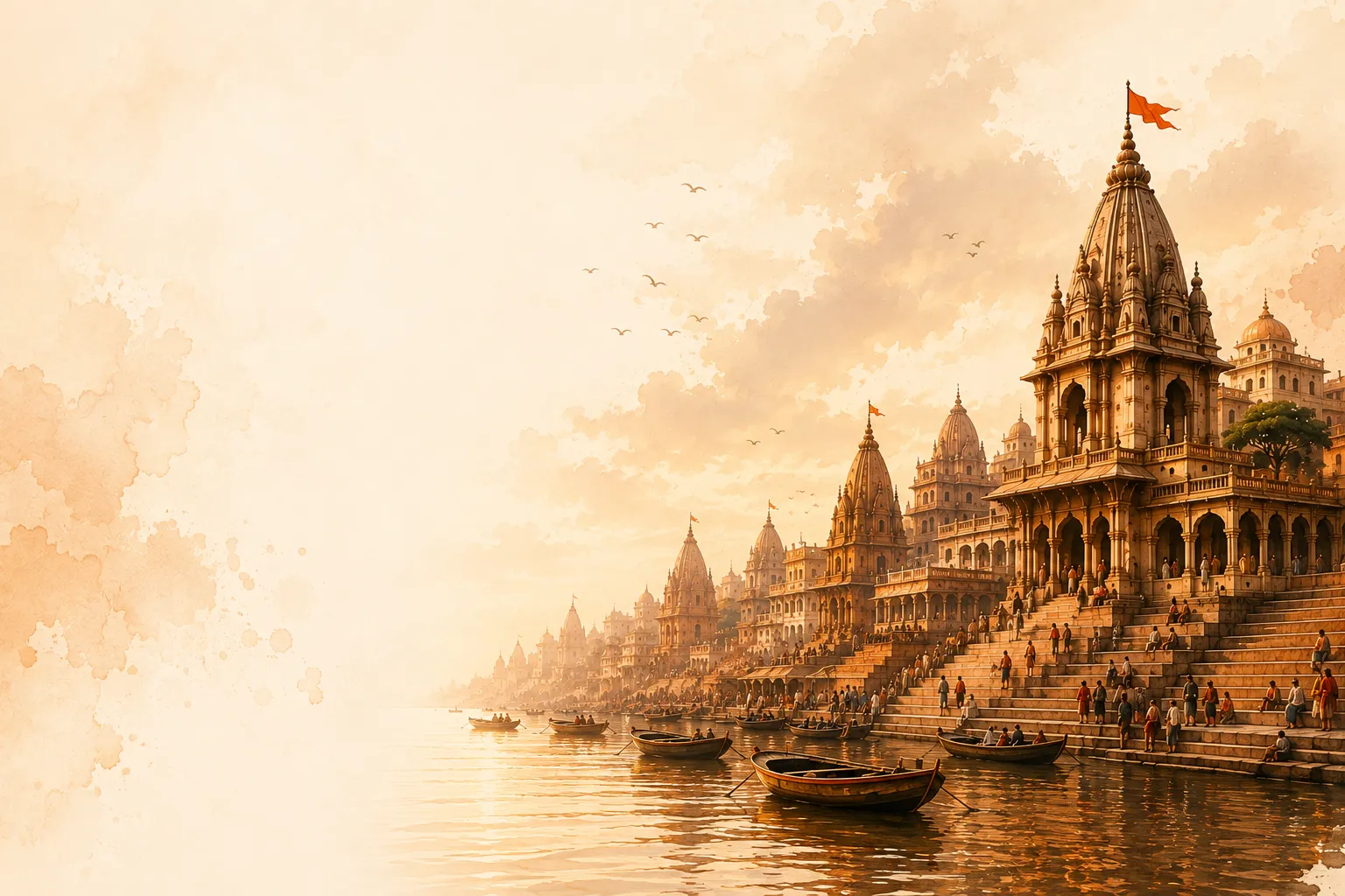 Varanasi ghats and temples at sunrise